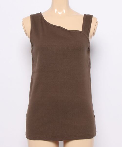 AMERICAN HOLIC（アメリカンホリック）の「変形ショルダーリブタンクトップ1（タンクトップ・レディース・ブラウン/ブラック・L/M）」の5枚目の写真