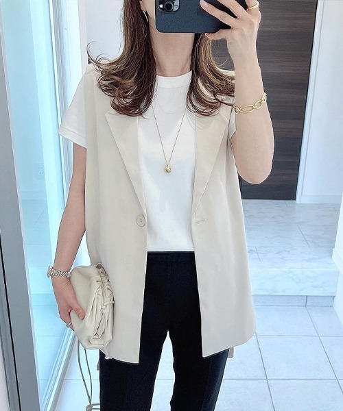 SUGAR BISKET（シュガービスケット）の「サイドオープンテーラーベスト（ベスト・レディース・ブラック/ベージュ/ネイビー/ベージュ系その他/グリーン・フリー）」の3枚目の写真