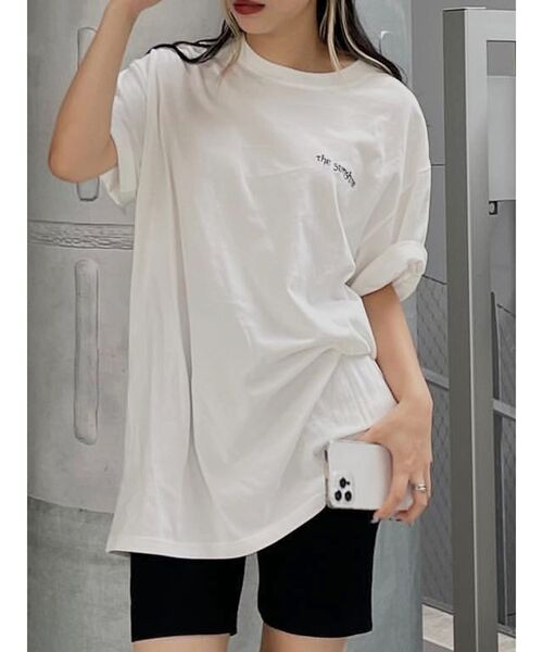 EVRIS（エヴリス）の「SUNNY GRAPHIC BIG Tシャツ（Tシャツ/カットソー・レディース・ホワイト/ブラック/グリーン・FREE）」の2枚目の写真