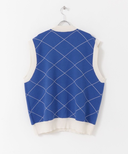 SENSE OF PLACE by URBAN RESEARCH（センスオブプレイスバイアーバンリサーチ）の「『ユニセックス』ウィンドウペンカーディガンニットベスト（ベスト・メンズ・ブルー/ブラック・MEDIUM/LARGE）」の5枚目の写真