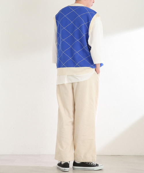 SENSE OF PLACE by URBAN RESEARCH（センスオブプレイスバイアーバンリサーチ）の「『ユニセックス』ウィンドウペンカーディガンニットベスト（ベスト・メンズ・ブルー/ブラック・MEDIUM/LARGE）」の11枚目の写真