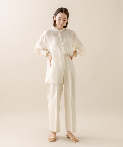 mline（エムライン）の「[mline] アームボタンシアーシャツ（シャツ/ブラウス・レディース・アイボリー/ベージュ/グリーン・FREE）」の8枚目の写真