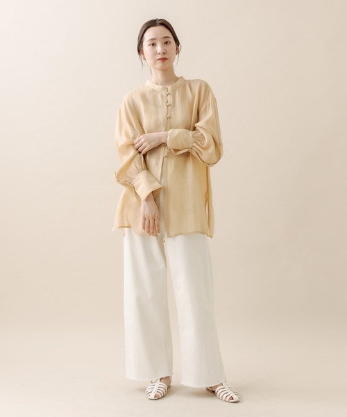 mline（エムライン）の「[mline] アームボタンシアーシャツ（シャツ/ブラウス・レディース・アイボリー/ベージュ/グリーン・FREE）」の21枚目の写真