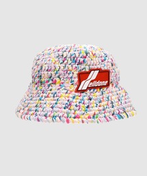 WHITE LOGO PATCHED HAND CROCHET HAT