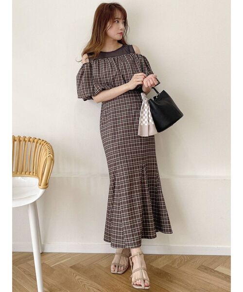 dazzlin（ダズリン）の「バルーンレイヤードマーメイドワンピース（ワンピース・レディース・ブラウン/ピンク/オレンジ・SMALL/MEDIUM）」の10枚目の写真