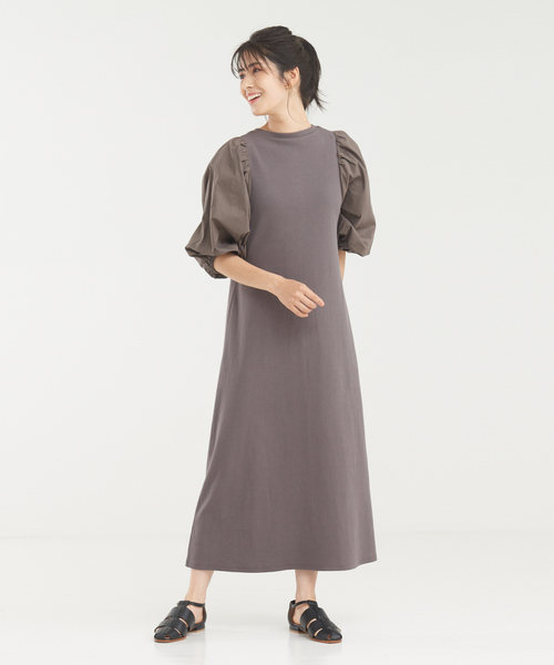 abahouse mavie(アバハウスマヴィ)の「袖ボリューム2wayワンピース(ワンピース・レディース・チャコールグレー/ブラック・フリー)」の3枚目の写真