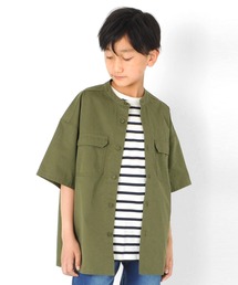 GLAZOS | ツイル・Ｗポケットスタンド衿半袖シャツ【セットアップ対応】(シャツ/ブラウス)