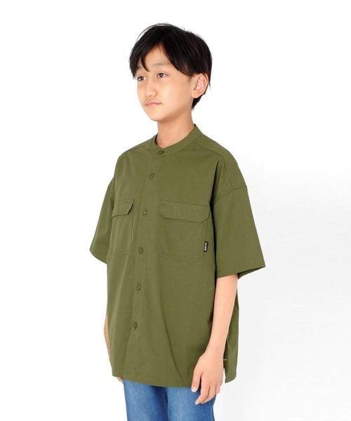 GLAZOS（グラソス）の「ツイル・Ｗポケットスタンド衿半袖シャツ【セットアップ対応】（シャツ/ブラウス・キッズ・カーキ/ブルー・130cm/170cm/140cm/150cm/160cm）」の7枚目の写真