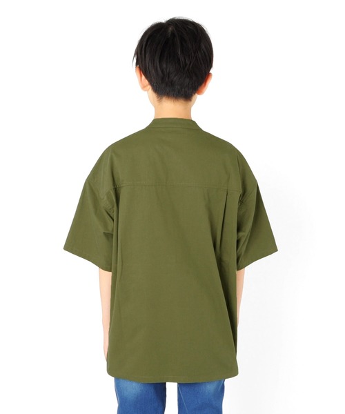 GLAZOS（グラソス）の「ツイル・Ｗポケットスタンド衿半袖シャツ【セットアップ対応】（シャツ/ブラウス・キッズ・カーキ/ブルー・130cm/170cm/140cm/150cm/160cm）」の8枚目の写真