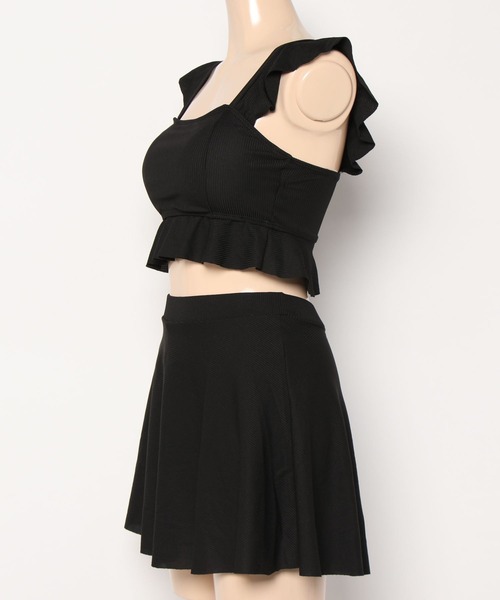 DEVICE（デバイス）の「レディースセット水着 韓国風 ビスチェ フリル ハイウエストスカート タンキニ スイムウェア（水着・レディース・ブラック/レッド/グリーン/ブルー・FREE）」の18枚目の写真