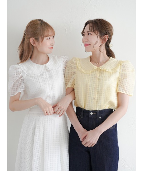 Areeam(アリーム)の「シアーチェックブラウス(シャツ/ブラウス・レディース・ライトイエロー/ブラック/オフホワイト・FREE)」の20枚目の写真
