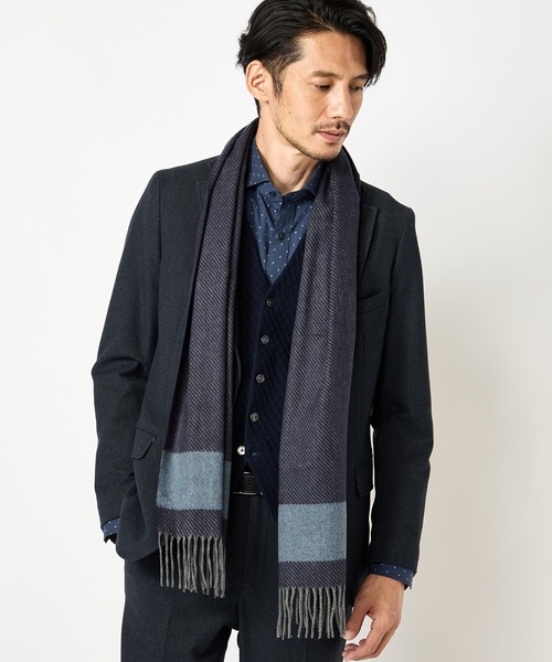 【セール】【V.FRAAS(ヴィ・フラース)】配色ライン ツイルマフラー（マフラー）｜CROWDED CLOSET（クラウデッドクローゼット）