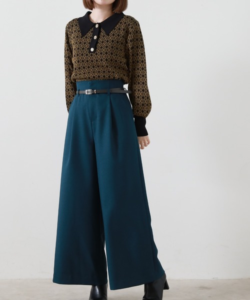 Cheek(チーク)の「ベルト付きワイドパンツ(その他パンツ・レディース・グリーン/レッド/マスタード・SMALL/MEDIUM)」の9枚目の写真