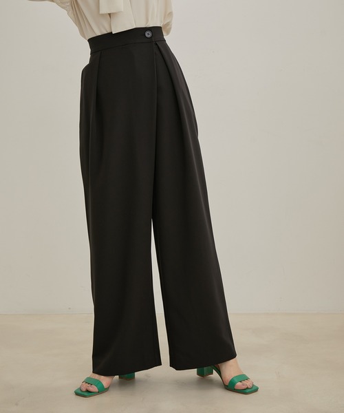 VIS（ビス）の「【洗える】ラップワイドパンツ（スラックス・レディース・ブラック/ブルー/キナリ・S/M）」の14枚目の写真