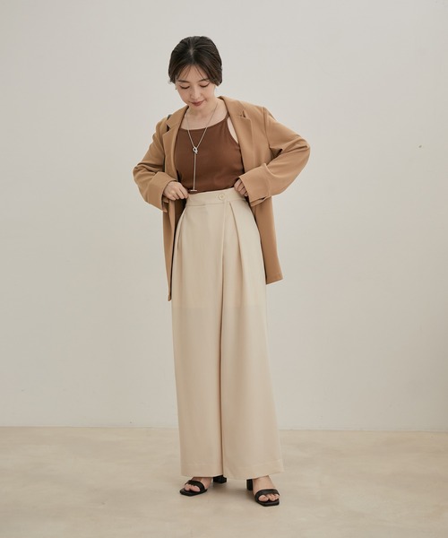 VIS（ビス）の「【洗える】ラップワイドパンツ（スラックス・レディース・ブラック/ブルー/キナリ・S/M）」の9枚目の写真