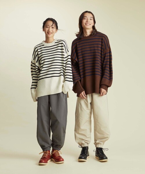 info. BEAUTY&YOUTH(インフォビューティアンドユース)の「<info. BEAUTY&YOUTH> オーバーサイズ ナバルボーター ガンジーニット(ニット/セーター・メンズ・ネイビー/ブラウン/オフホワイト・S/M/L)」の6枚目の写真