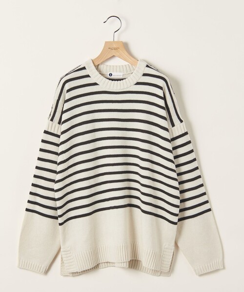 info. BEAUTY&YOUTH(インフォビューティアンドユース)の「<info. BEAUTY&YOUTH> オーバーサイズ ナバルボーター ガンジーニット(ニット/セーター・メンズ・ネイビー/ブラウン/オフホワイト・S/M/L)」の7枚目の写真