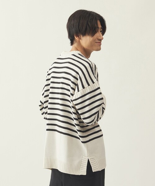 info. BEAUTY&YOUTH(インフォビューティアンドユース)の「<info. BEAUTY&YOUTH> オーバーサイズ ナバルボーター ガンジーニット(ニット/セーター・メンズ・ネイビー/ブラウン/オフホワイト・S/M/L)」の12枚目の写真