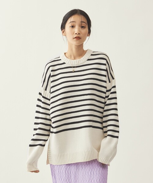 info. BEAUTY&YOUTH(インフォビューティアンドユース)の「<info. BEAUTY&YOUTH> オーバーサイズ ナバルボーター ガンジーニット(ニット/セーター・メンズ・ネイビー/ブラウン/オフホワイト・S/M/L)」の15枚目の写真