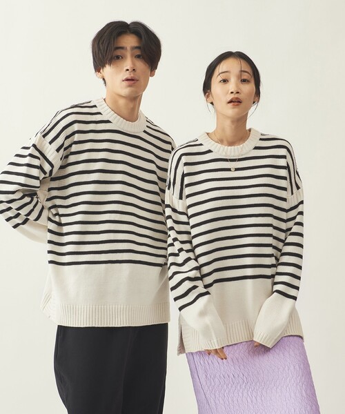 info. BEAUTY&YOUTH(インフォビューティアンドユース)の「<info. BEAUTY&YOUTH> オーバーサイズ ナバルボーター ガンジーニット(ニット/セーター・メンズ・ネイビー/ブラウン/オフホワイト・S/M/L)」の19枚目の写真