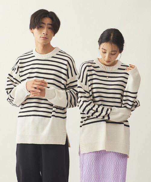 info. BEAUTY&YOUTH(インフォビューティアンドユース)の「<info. BEAUTY&YOUTH> オーバーサイズ ナバルボーター ガンジーニット(ニット/セーター・メンズ・ネイビー/ブラウン/オフホワイト・S/M/L)」の20枚目の写真