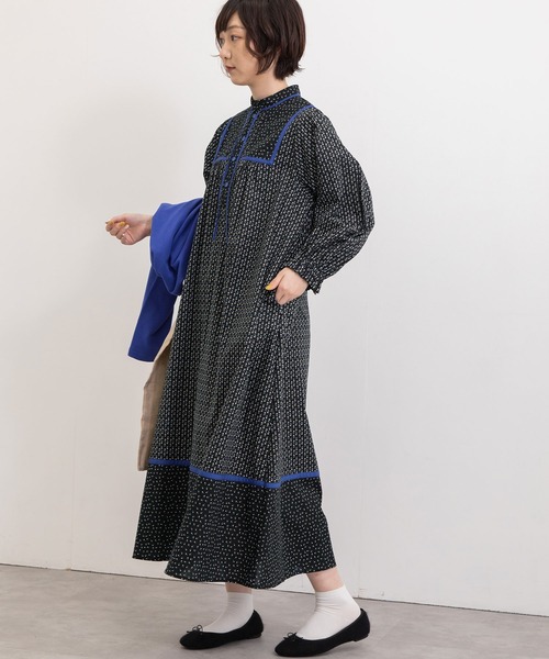 POU DOU DOU（プードゥドゥ）の「柄切り替えスタンドカラーワンピース