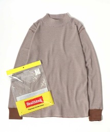 Healthknit(ヘルスニット)ベーシック ワッフルモックネック長袖ロンT/サーマル無地・ボーダー/1P