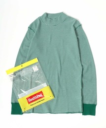 Healthknit（ヘルスニット）の「Healthknit（ヘルスニット）ベーシック ワッフルモックネック長袖ロンＴ/サーマル無地・ボーダー/1P（Tシャツ/カットソー）」