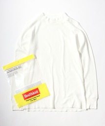 Healthknit(ヘルスニット)ベーシック ワッフルモックネック長袖ロンT/サーマル無地・ボーダー/1P