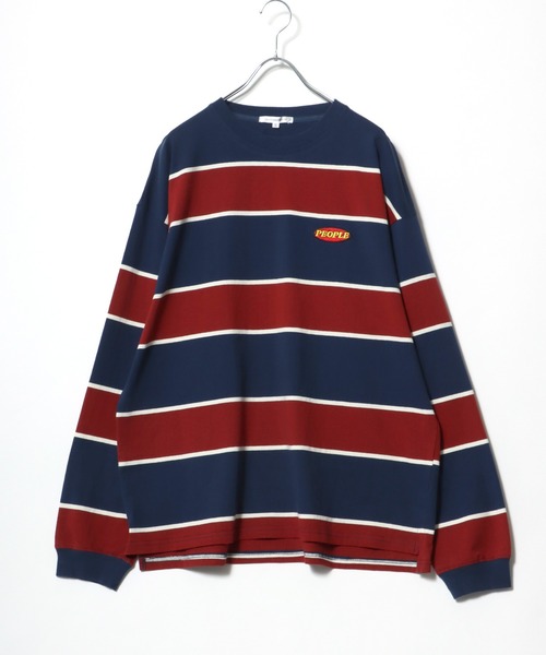 Salong hameu(サロン ハミュー)の「ワンポイントロゴ刺繍 ビッグシルエット マルチボーダーロンT/長袖Tシャツ(Tシャツ/カットソー・メンズ・ブラック/オフホワイト/ブルー/ホワイト系その他/ブルー系その他/ホワイト系その他2/イエロー系その他/ホワイト系その他3/ブルー系その他2・M/L)」の8枚目の写真