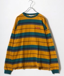 Salong hameu（サロン ハミュー）の「ワンポイントロゴ刺繍 ビッグシルエット マルチボーダーロンT/長袖Tシャツ（Tシャツ/カットソー・メンズ）」