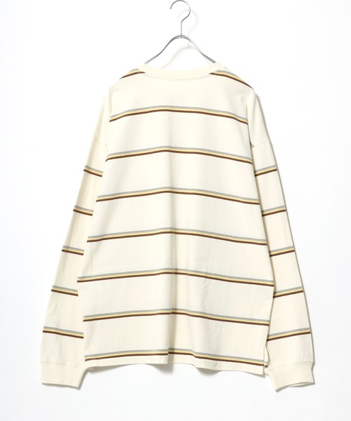 Salong hameu(サロン ハミュー)の「ワンポイントロゴ刺繍 ビッグシルエット マルチボーダーロンT/長袖Tシャツ(Tシャツ/カットソー・メンズ・ブラック/オフホワイト/ブルー/ホワイト系その他/ブルー系その他/ホワイト系その他2/イエロー系その他/ホワイト系その他3/ブルー系その他2・M/L)」の18枚目の写真