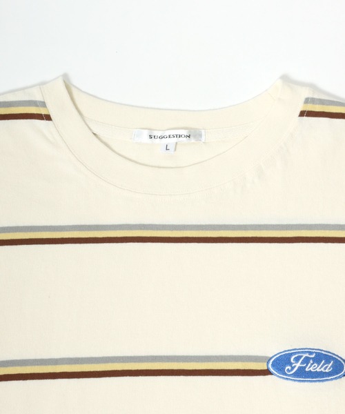 Salong hameu(サロン ハミュー)の「ワンポイントロゴ刺繍 ビッグシルエット マルチボーダーロンT/長袖Tシャツ(Tシャツ/カットソー・メンズ・ブラック/オフホワイト/ブルー/ホワイト系その他/ブルー系その他/ホワイト系その他2/イエロー系その他/ホワイト系その他3/ブルー系その他2・M/L)」の11枚目の写真