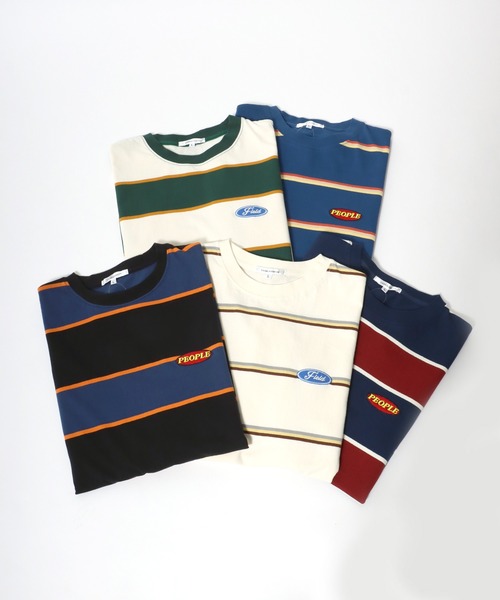 Salong hameu(サロン ハミュー)の「ワンポイントロゴ刺繍 ビッグシルエット マルチボーダーロンT/長袖Tシャツ(Tシャツ/カットソー・メンズ・ブラック/オフホワイト/ブルー/ホワイト系その他/ブルー系その他/ホワイト系その他2/イエロー系その他/ホワイト系その他3/ブルー系その他2・M/L)」の17枚目の写真