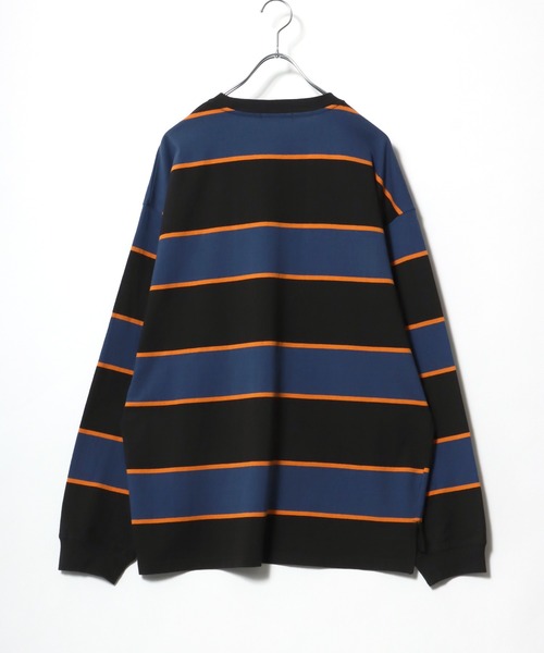 Salong hameu(サロン ハミュー)の「ワンポイントロゴ刺繍 ビッグシルエット マルチボーダーロンT/長袖Tシャツ(Tシャツ/カットソー・メンズ・ブラック/オフホワイト/ブルー/ホワイト系その他/ブルー系その他/ホワイト系その他2/イエロー系その他/ホワイト系その他3/ブルー系その他2・M/L)」の10枚目の写真