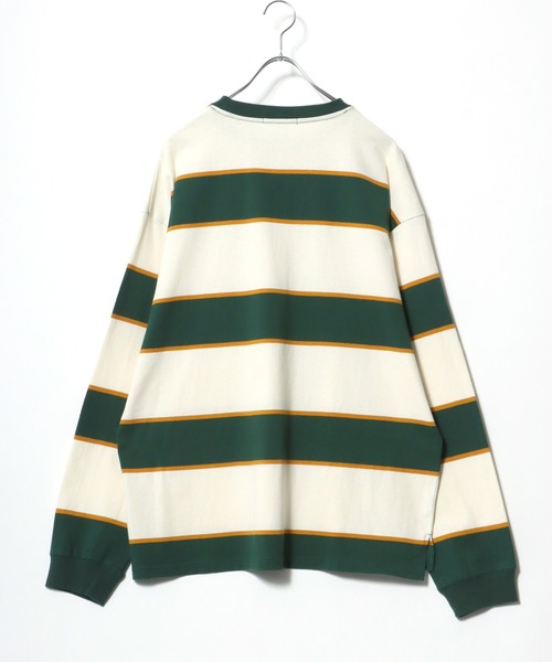 Salong hameu(サロン ハミュー)の「ワンポイントロゴ刺繍 ビッグシルエット マルチボーダーロンT/長袖Tシャツ(Tシャツ/カットソー・メンズ・ブラック/オフホワイト/ブルー/ホワイト系その他/ブルー系その他/ホワイト系その他2/イエロー系その他/ホワイト系その他3/ブルー系その他2・M/L)」の21枚目の写真