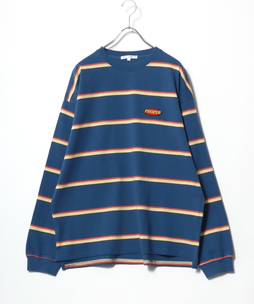 Salong hameu(サロン ハミュー)の「ワンポイントロゴ刺繍 ビッグシルエット マルチボーダーロンT/長袖Tシャツ(Tシャツ/カットソー・メンズ・ブラック/オフホワイト/ブルー/ホワイト系その他/ブルー系その他/ホワイト系その他2/イエロー系その他/ホワイト系その他3/ブルー系その他2・M/L)」の19枚目の写真