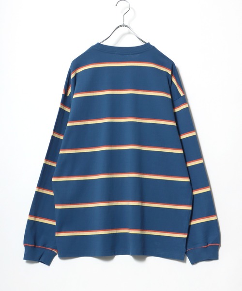 Salong hameu(サロン ハミュー)の「ワンポイントロゴ刺繍 ビッグシルエット マルチボーダーロンT/長袖Tシャツ(Tシャツ/カットソー・メンズ・ブラック/オフホワイト/ブルー/ホワイト系その他/ブルー系その他/ホワイト系その他2/イエロー系その他/ホワイト系その他3/ブルー系その他2・M/L)」の13枚目の写真