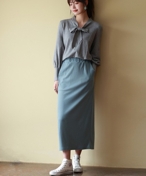 SAISON DE PAPILLON（セゾンドパピヨン）の「リボンタイニットプルオーバー（ニット/セーター・レディース・ブルー/アイボリー/グレー/ピンク/ブラック/ネイビー/ベージュ・M/L）」の9枚目の写真