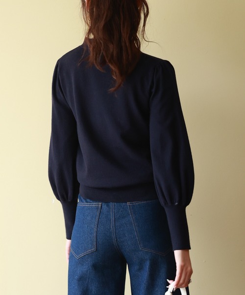 SAISON DE PAPILLON（セゾンドパピヨン）の「リボンタイニットプルオーバー（ニット/セーター・レディース・ブルー/アイボリー/グレー/ピンク/ブラック/ネイビー/ベージュ・M/L）」の11枚目の写真