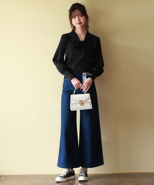 SAISON DE PAPILLON（セゾンドパピヨン）の「リボンタイニットプルオーバー（ニット/セーター・レディース・ブルー/アイボリー/グレー/ピンク/ブラック/ネイビー/ベージュ・M/L）」の8枚目の写真