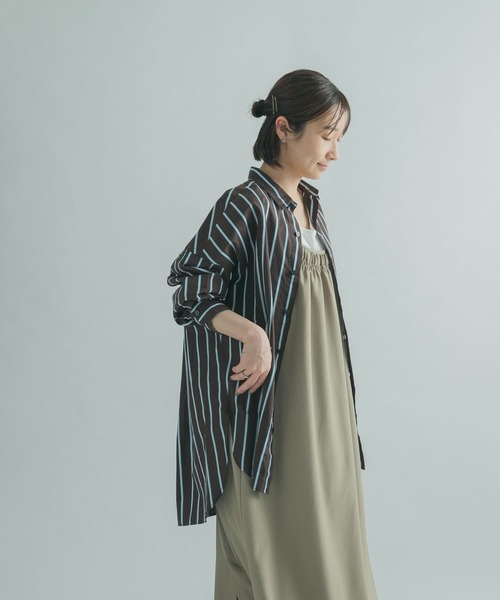 FORK&SPOON(フォークアンドスプーン)の「FORK&SPOON レギュラーカラービッグシャツ(シャツ/ブラウス・レディース・ブラウン/ブルー・1)」の21枚目の写真