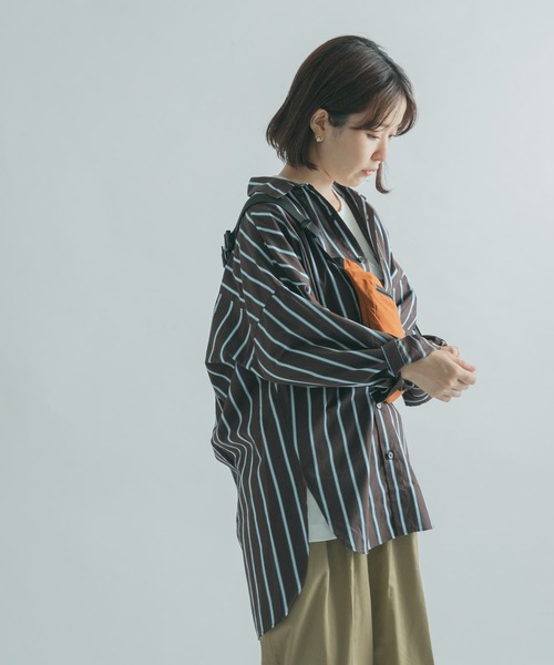FORK&SPOON(フォークアンドスプーン)の「FORK&SPOON レギュラーカラービッグシャツ(シャツ/ブラウス・レディース・ブラウン/ブルー・1)」の18枚目の写真