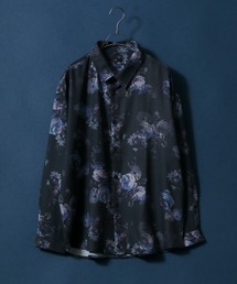 Georgette Total Pattern Print Big Silhouette Thickness Shirt/ジョーゼット 総柄プリント ビッグシルエット とろみシャツ セットアップ対応