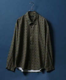 Georgette Total Pattern Print Big Silhouette Thickness Shirt/ジョーゼット 総柄プリント ビッグシルエット とろみシャツ セットアップ対応