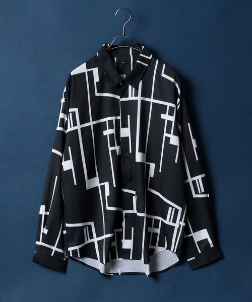 ANPAS（アンパス）の「Georgette Total Pattern Print Big Silhouette Thickness Shirt/ジョーゼット 総柄プリント ビッグシルエット とろみシャツ セットアップ対応（シャツ/ブラウス・メンズ・ブラック系その他/グレー系その他/ベージュ系その他/ブルー系その他/ホワイト系その他2/ブラック系その他2/ブラック系その他3/ブラウン系その他2/ブラウン系その他3/ブラウン系その他4/ブラウン系その他5/ブラウン系その他/ブルー系その他3/ホワイト系その他4/グレー系その他4/ホワイト系その他5/ホワイト系その他/グレー系その他3/ブラック系その他7/ブルー系その他2/グレー系その他2/ブラック系その他4/ブラック系その他6/ホワイト系その他3/ホワイト系その他6/ブラック系その他5/グレー系その他5/ブラウン系その他6/グリーン系その他/ブルー系その他4・M/L）」の12枚目の写真