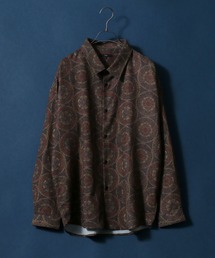 Georgette Total Pattern Print Big Silhouette Thickness Shirt/ジョーゼット 総柄プリント ビッグシルエット とろみシャツ セットアップ対応
