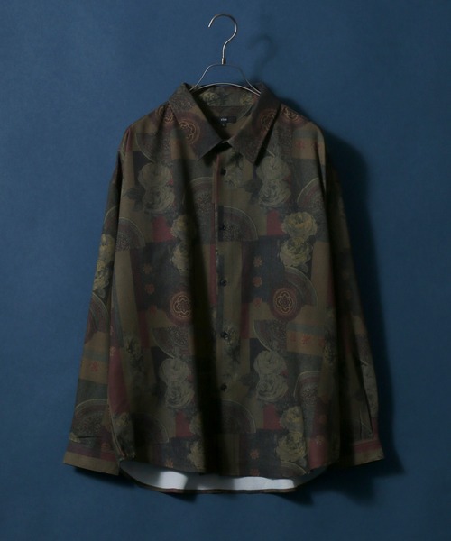 ANPAS（アンパス）の「Georgette Total Pattern Print Big Silhouette Thickness Shirt/ジョーゼット 総柄プリント ビッグシルエット とろみシャツ セットアップ対応（シャツ/ブラウス・メンズ・ブラック系その他/グレー系その他/ベージュ系その他/ブルー系その他/ホワイト系その他2/ブラック系その他2/ブラック系その他3/ブラウン系その他2/ブラウン系その他3/ブラウン系その他4/ブラウン系その他5/ブラウン系その他/ブルー系その他3/ホワイト系その他4/グレー系その他4/ホワイト系その他5/ホワイト系その他/グレー系その他3/ブラック系その他7/ブルー系その他2/グレー系その他2/ブラック系その他4/ブラック系その他6/ホワイト系その他3/ホワイト系その他6/ブラック系その他5/グレー系その他5/ブラウン系その他6/グリーン系その他/ブルー系その他4・M/L）」の21枚目の写真