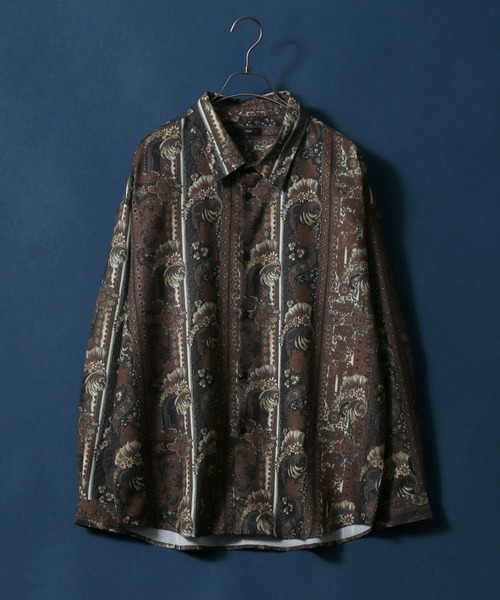 ANPAS（アンパス）の「Georgette Total Pattern Print Big Silhouette Thickness Shirt/ジョーゼット 総柄プリント ビッグシルエット とろみシャツ セットアップ対応（シャツ/ブラウス・メンズ・ブラック系その他/グレー系その他/ベージュ系その他/ブルー系その他/ホワイト系その他2/ブラック系その他2/ブラック系その他3/ブラウン系その他2/ブラウン系その他3/ブラウン系その他4/ブラウン系その他5/ブラウン系その他/ブルー系その他3/ホワイト系その他4/グレー系その他4/ホワイト系その他5/ホワイト系その他/グレー系その他3/ブラック系その他7/ブルー系その他2/グレー系その他2/ブラック系その他4/ブラック系その他6/ホワイト系その他3/ホワイト系その他6/ブラック系その他5/グレー系その他5/ブラウン系その他6/グリーン系その他/ブルー系その他4・M/L）」の22枚目の写真