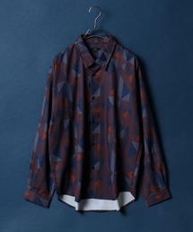 Georgette Total Pattern Print Big Silhouette Thickness Shirt/ジョーゼット 総柄プリント ビッグシルエット とろみシャツ セットアップ対応